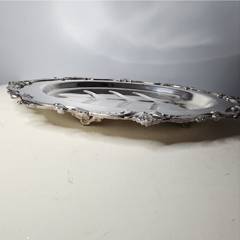 Eton vintage silver plated meat tray large footed